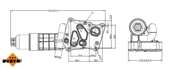 NRF 31874A Housing, oil filter - 6