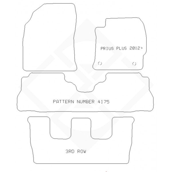 PMA Rubber Tailored Car Mat - Toyota Prius Plus 2012-2020 With 1 Piece Rear Mat - Non-Returnable