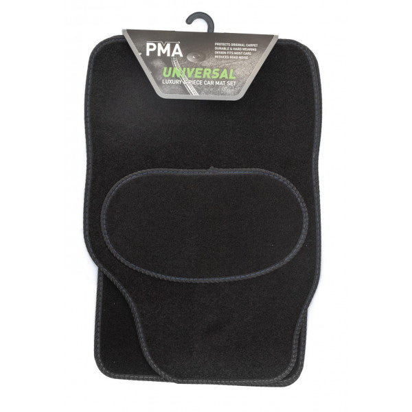 Universal Venice Car Mat Set - 4 Piece with Blue Stitching
