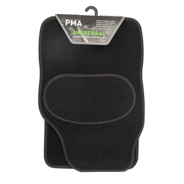 Universal Venice Car Mat Set - 4 Piece with Red Stitching