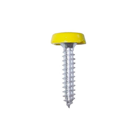 Number Plate Plastic Top Screws - Yellow - Pack Of 50