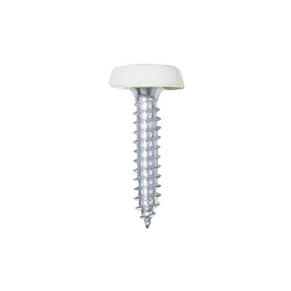 Number Plate Plastic Top Screws - White - Pack Of 50