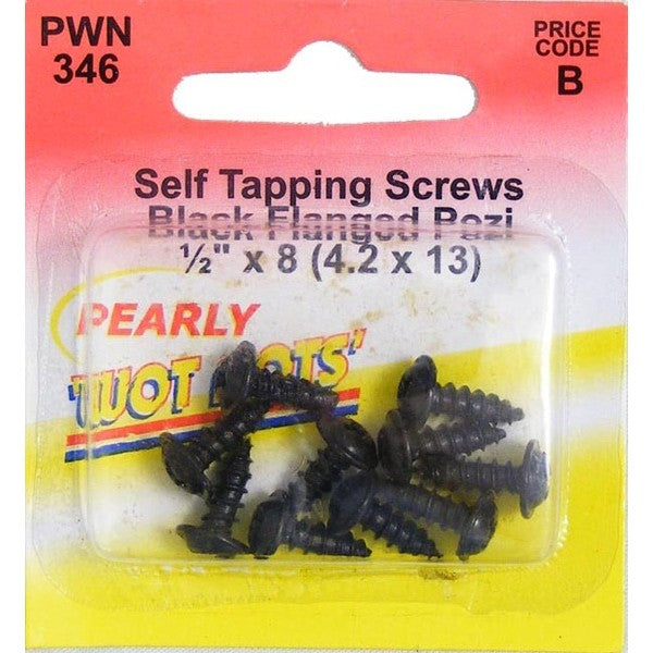 Screw Self Tap Flanged - 1/2in. x 8 Black - Pack of 10