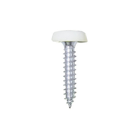 Number Plate Plastic Top Screw - White - Pack Of 2