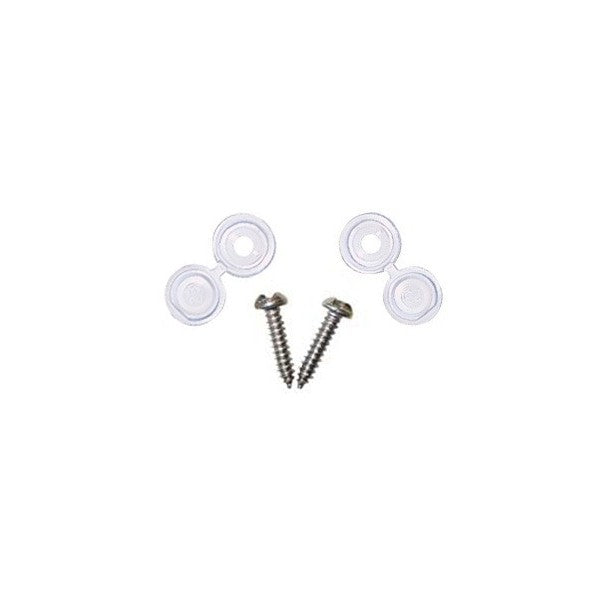 Number Plate Screws & Caps - White - No.8 x 3/4in. - Pack Of 2