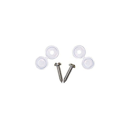 Number Plate Screws & Caps - White - No.8 x 3/4in. - Pack Of 2