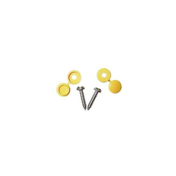 Number Plate Screws & Caps - Yellow - No.8 x 3/4in. - Pack Of 2