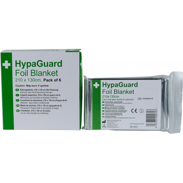 HypaGuard Disposable Foil Blankets - 210 x 130cm - Pack of 6