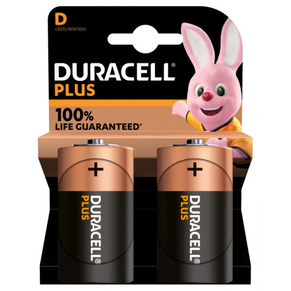 Plus Power Alkaline D Batteries - Pack of 2