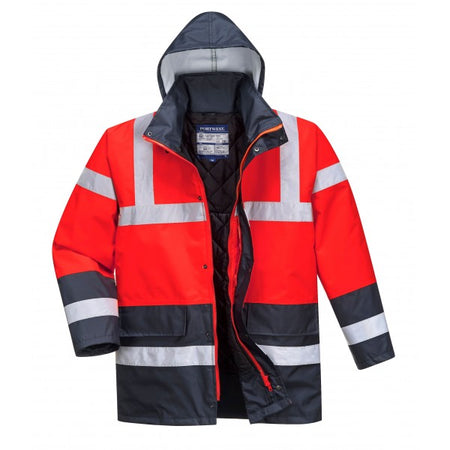 Hi-Vis Contrast Traffic Jacket - Red/Navy - Large