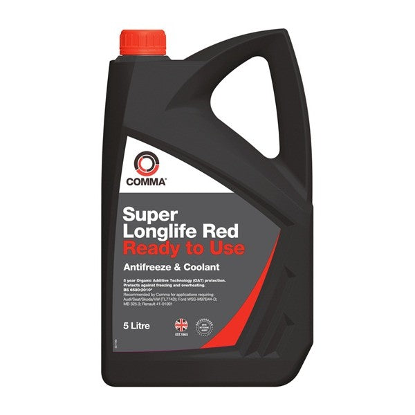 Comma Super Longlife Red Antifreeze & Coolant - Ready To Use - 5 Litre