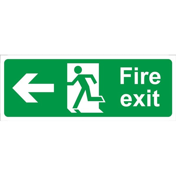 Fire Exit Arrow Left - Self Adhesive Vinyl - 150mm x 400mm