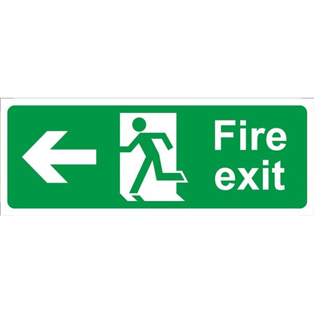 Fire Exit Arrow Left - Self Adhesive Vinyl - 150mm x 400mm