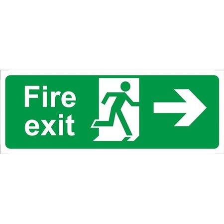 Fire Exit Arrow Right - Rigid Polypropylene - 150mm x 400mm