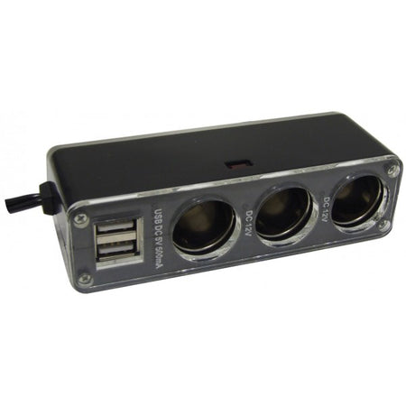 Triple Socket Adaptor & Twin USB - 12V