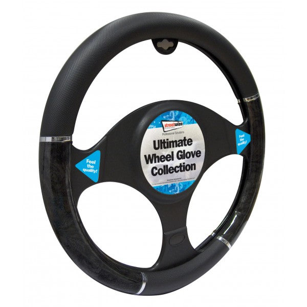 Steering Wheel Cover - Luxury - Black/Metallic