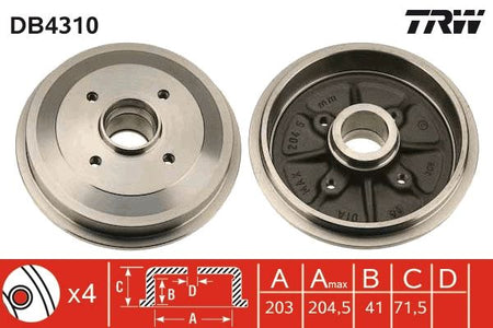TRW DB4310 Brake Drum - 1