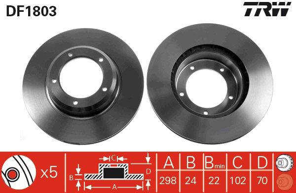 TRW DF1803 Brake Disc - 1