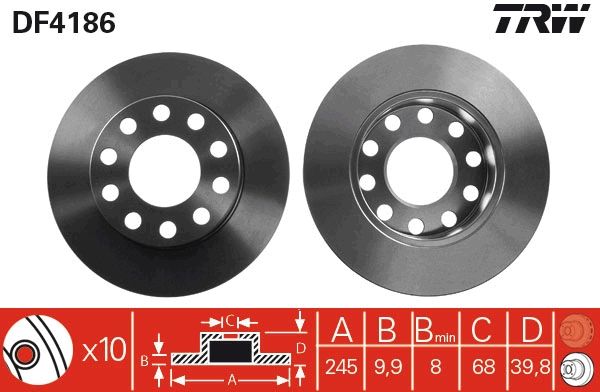 TRW DF4186 Brake Disc - 1