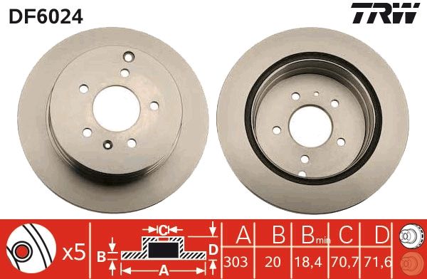 TRW DF6024 Brake Disc - 1
