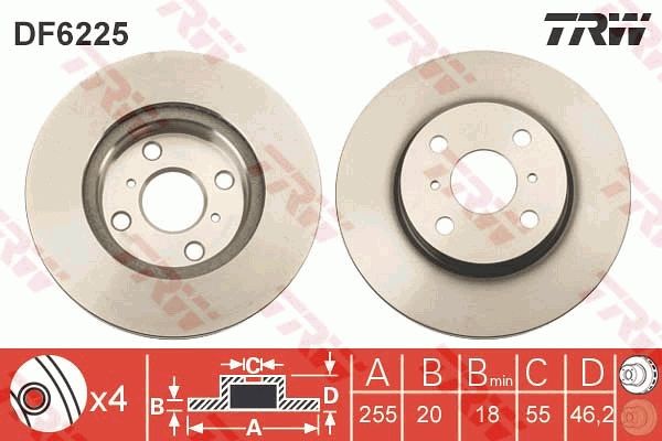 TRW DF6225 Brake Disc - 1