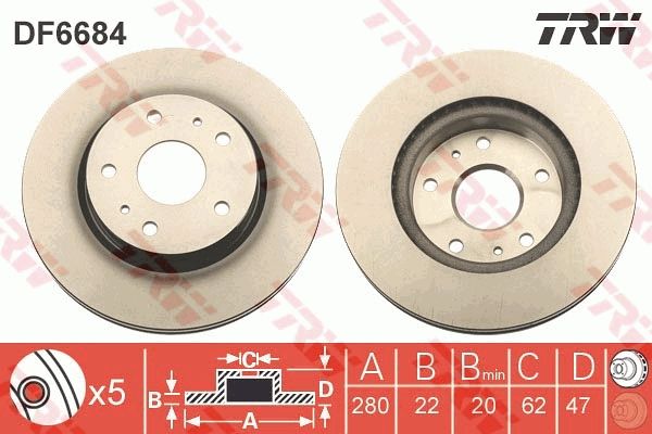 TRW DF6684 Brake Disc - 1