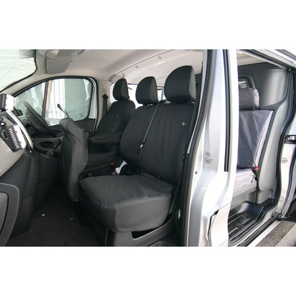 Van Seat Cover - Passenger Double - Black - Renault Trafic, Vauxhall Vivaro, Nissan NV300 and Fiat Talento