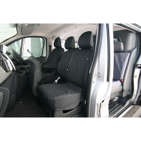 Van Seat Cover - Passenger Double - Black - Renault Trafic, Vauxhall Vivaro, Nissan NV300 and Fiat Talento