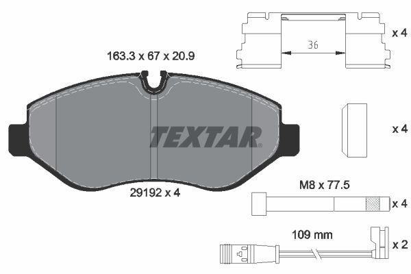 Textar Braking (tmd) 2919202 Brake Pad Set, disc brake - 1