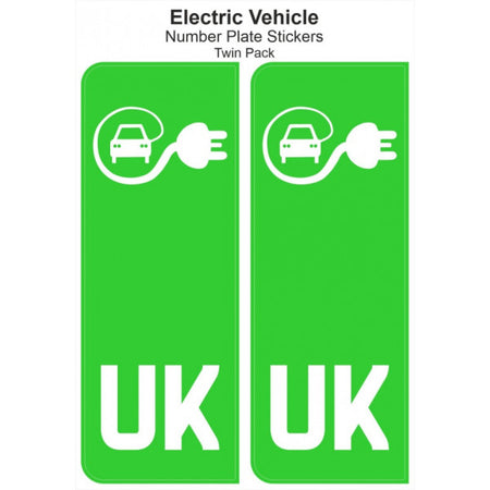 Uk E.V No Plate Pair Green Stickers