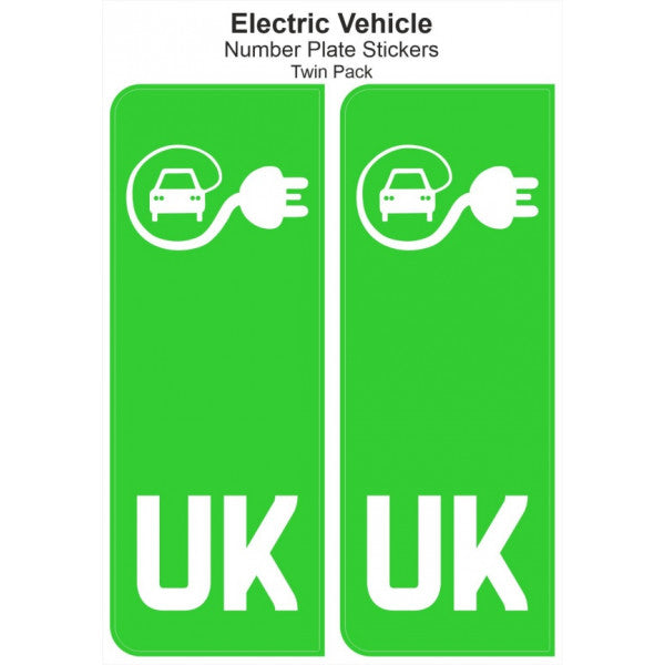 Uk E.V No Plate Pair Green Stickers