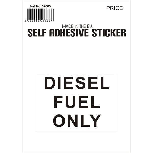 Outdoor Vinyl Sticker - Black - Diesel Fuel Only