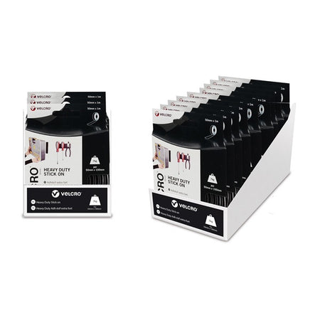 VELCRO Brand Heavy Duty Stick On Tape - 50mm x 1m, Black