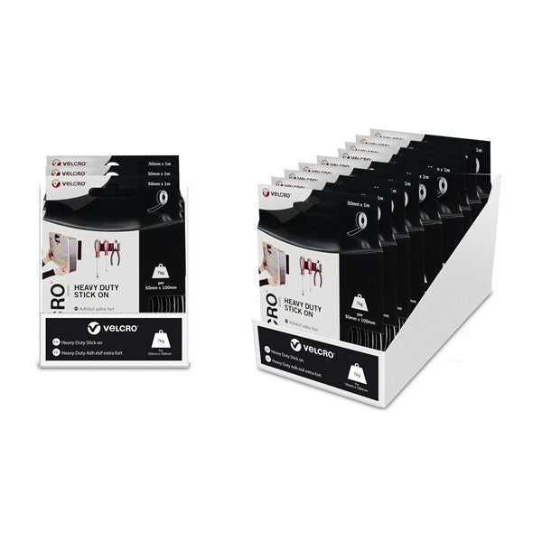 VELCRO Brand Heavy Duty Stick On Tape - 50mm x 1m, Black
