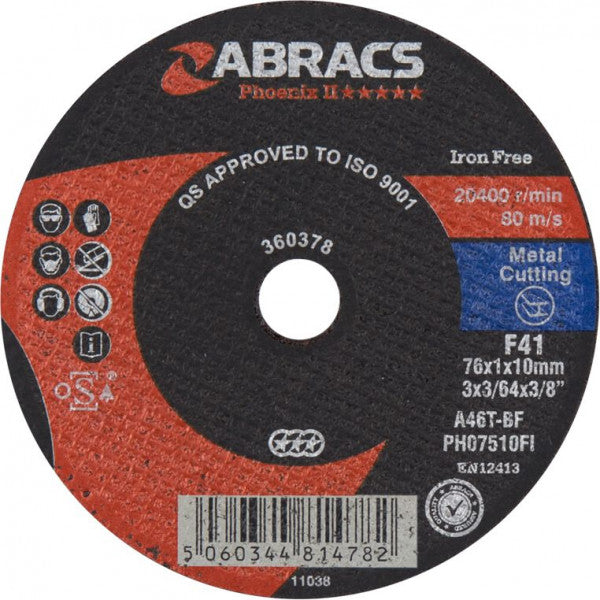 ABRACS Phoenix II Flat Cutting Disc 75 x 1.0 x 10mm