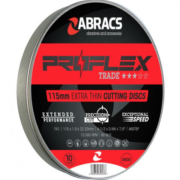 ABRACS Proflex Extra Thin Flat Cutting Disc 115 x 1.0 x 22mm (Tin)