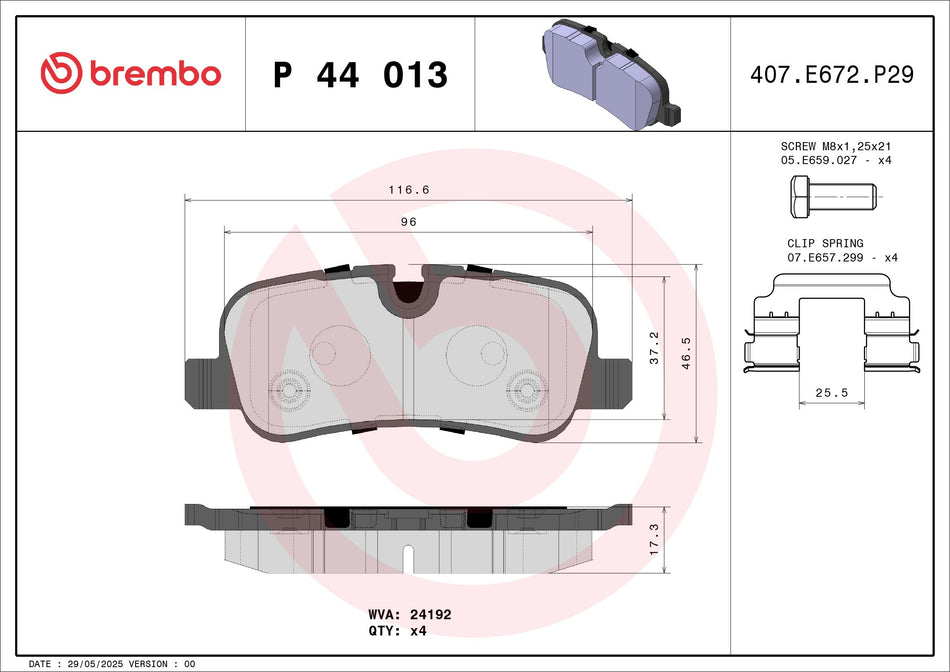 Brake Pad Set, disc brake - P 44 013