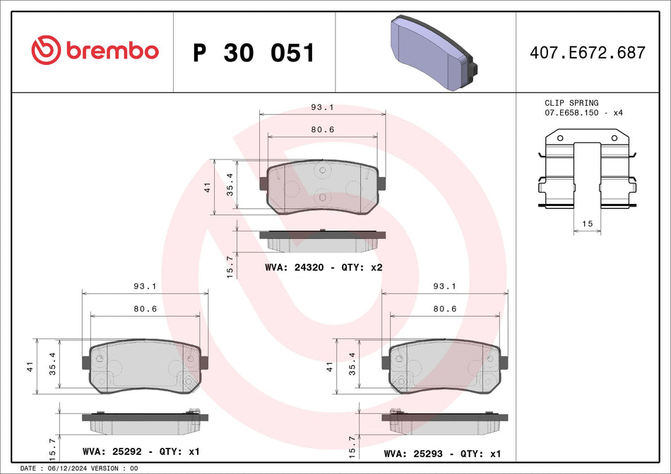 Brake Pad Set, disc brake - P 30 051
