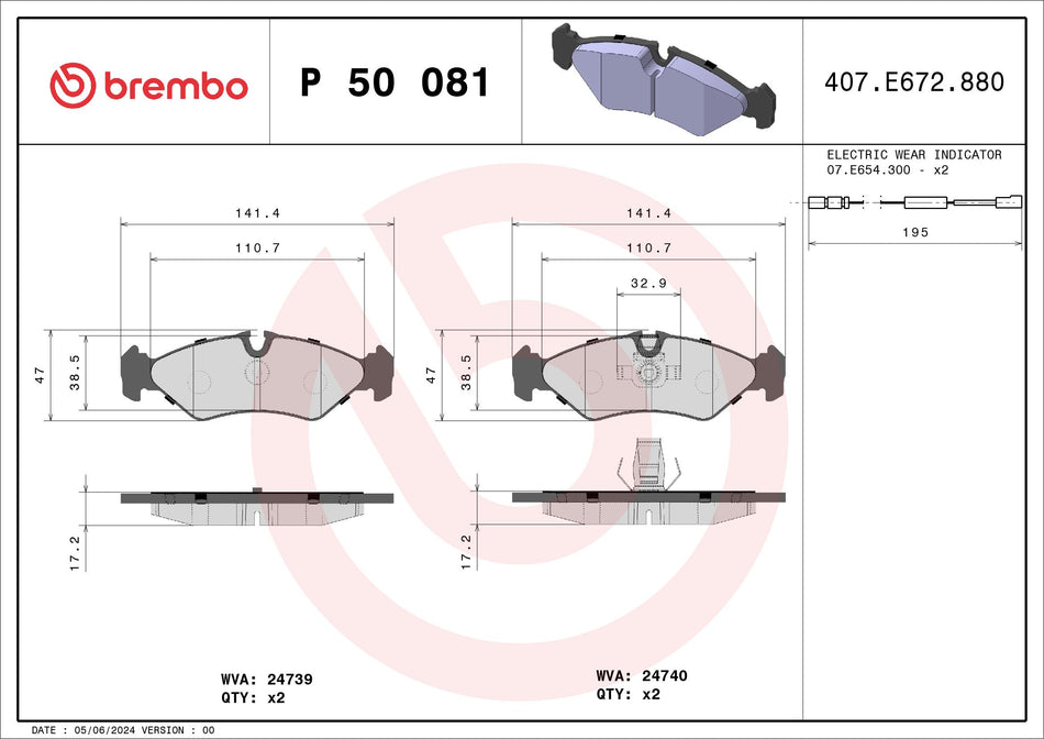 Brake Pad Set, disc brake - P 50 081