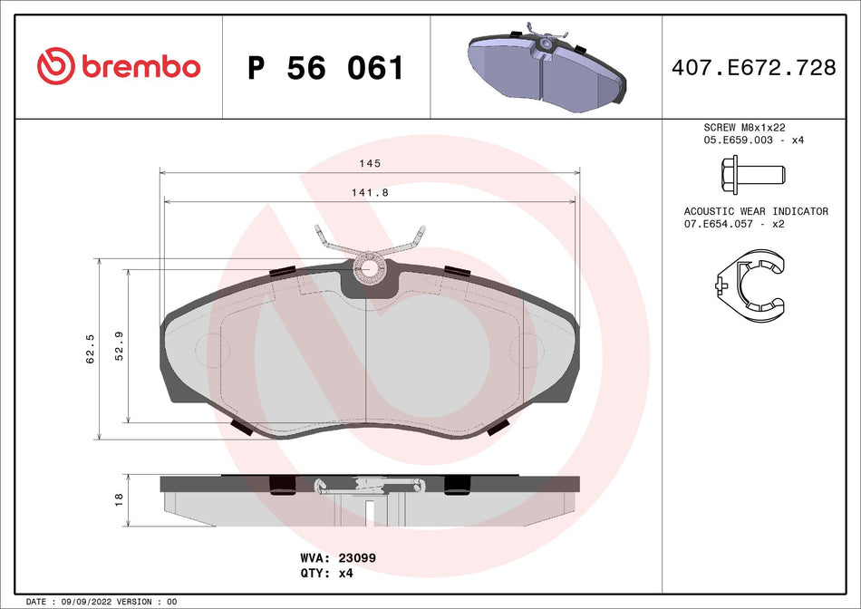 Brake Pad Set, disc brake - P 56 061
