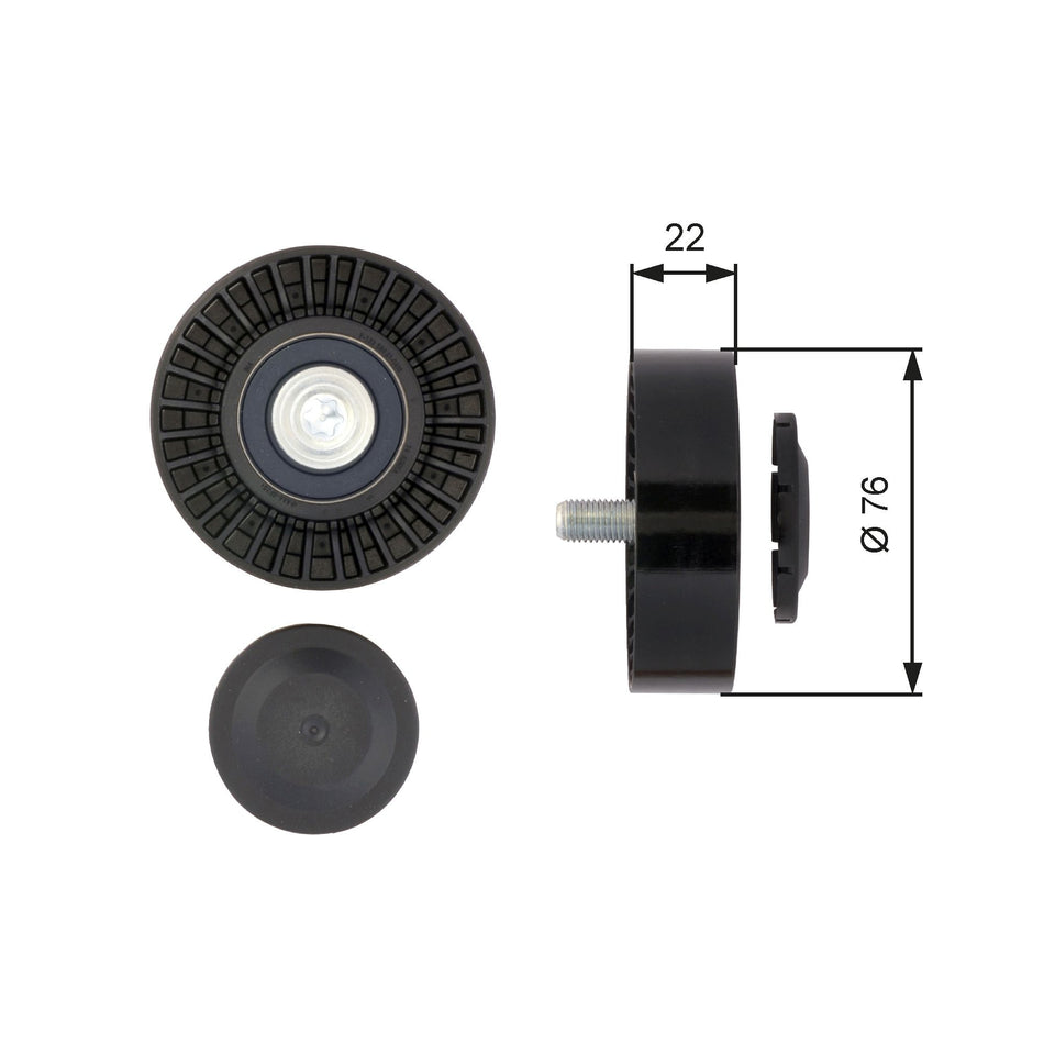 Deflection/Guide Pulley, V-ribbed belt - T36389