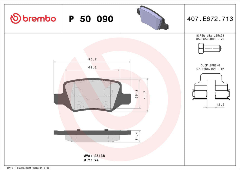 Brake Pad Set, disc brake - P 50 090