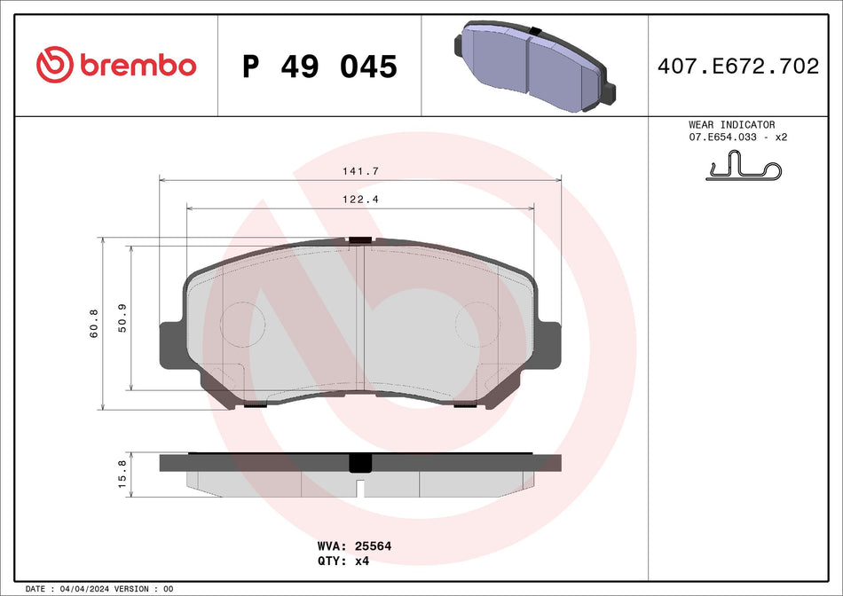 Brake Pad Set, disc brake - P 49 045