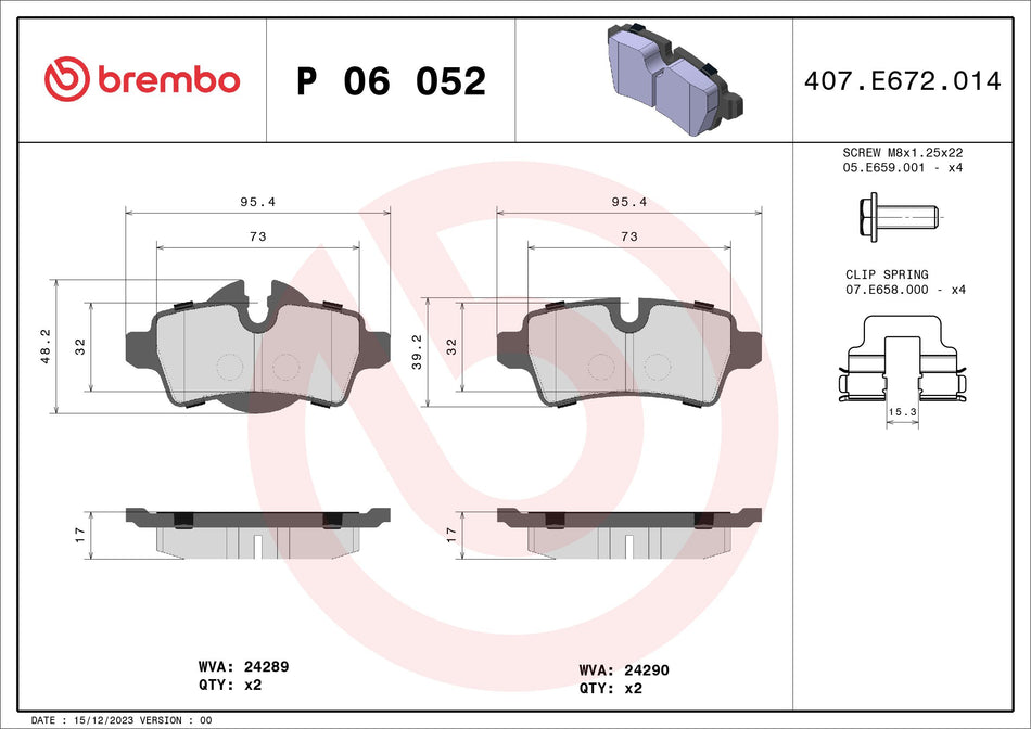 Brake Pad Set, disc brake - P 06 052