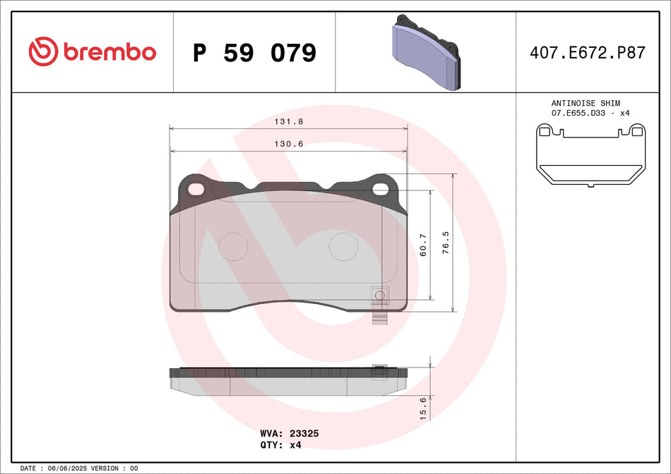 Brake Pad Set, disc brake - P 59 079