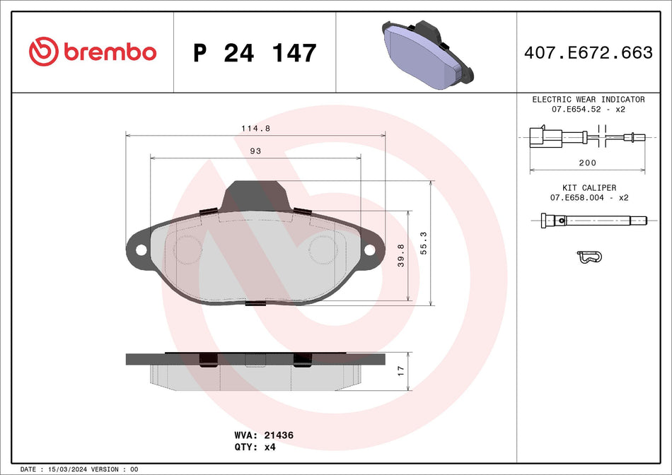 Brake Pad Set, disc brake - P 24 147