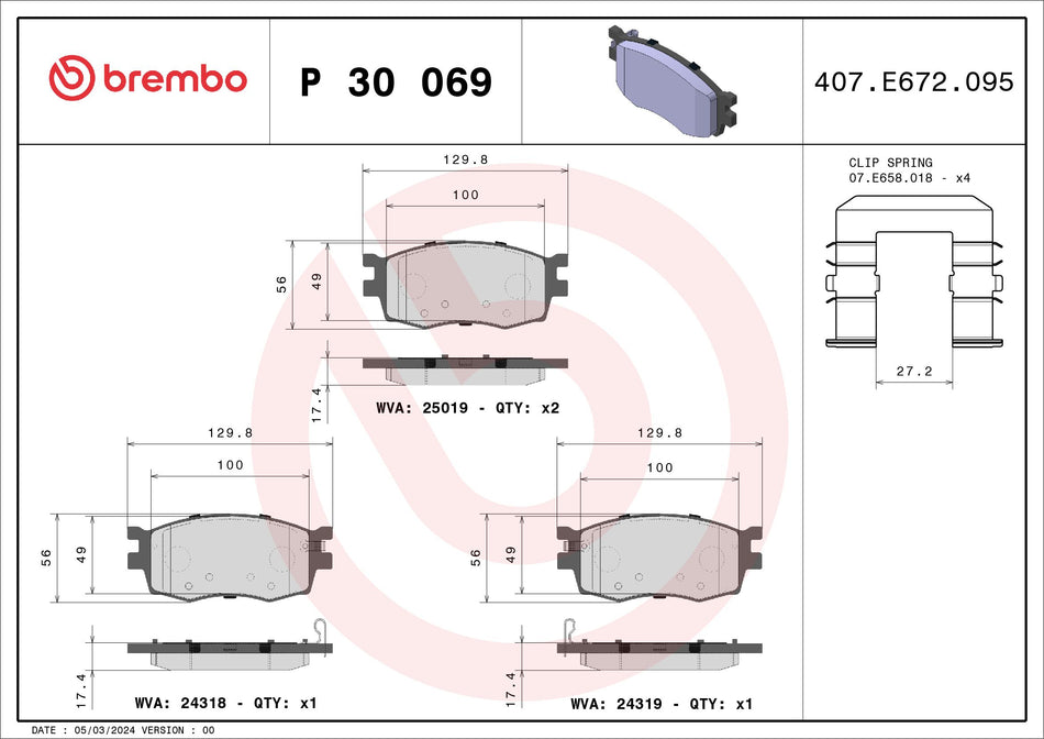 Brake Pad Set, disc brake - P 30 069