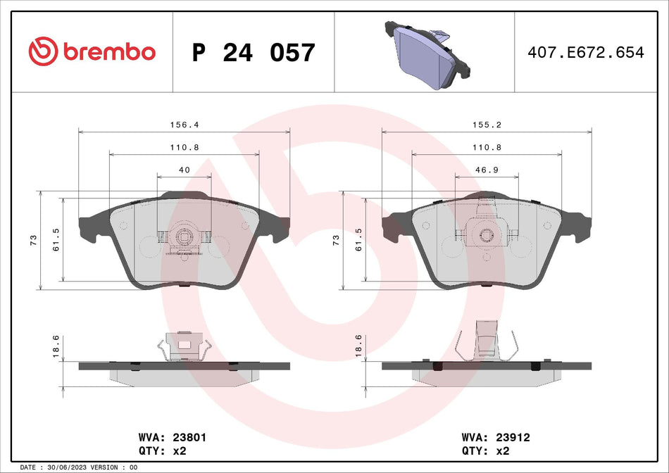 Brake Pad Set, disc brake - P 24 057