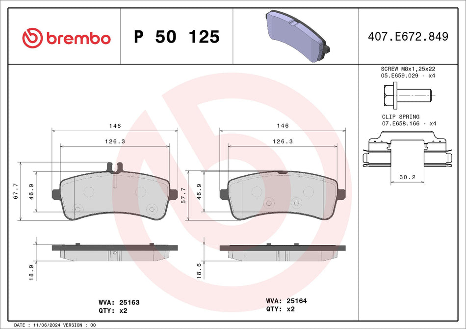 Brake Pad Set, disc brake - P 50 125