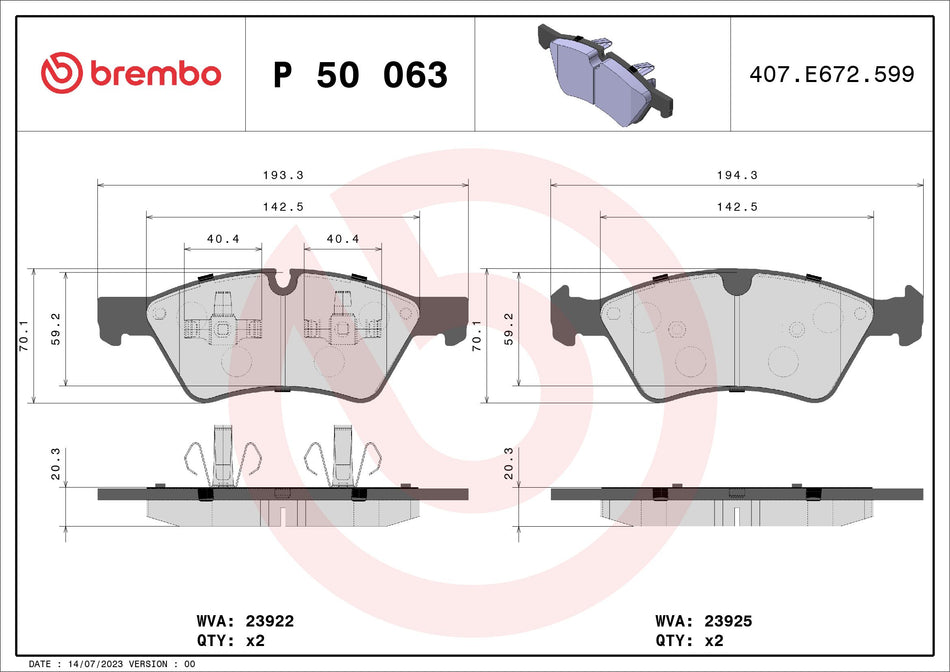 Brake Pad Set, disc brake - P 50 063